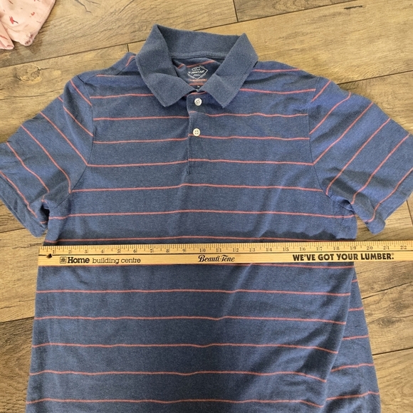 St John's Bay Performance Quick-dri Mens Blue Striped Polo Shirt Size Medium - Picture 3 of 7